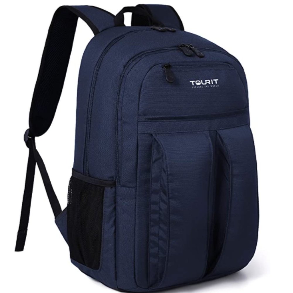 TOURIT Backpack Cooler Blue w/Rust Straps